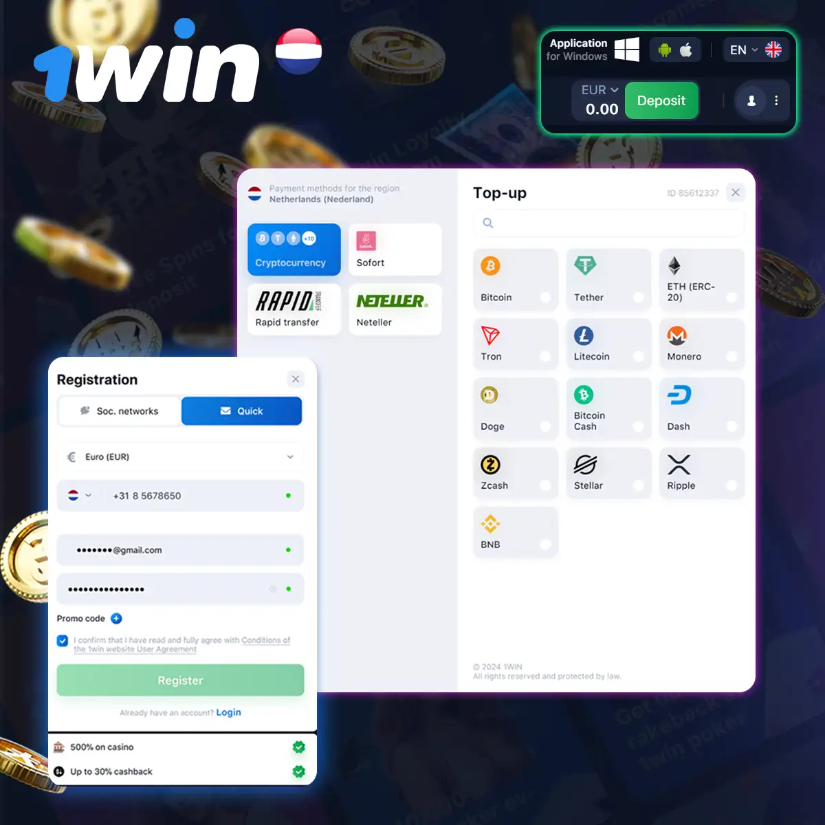 How to make a 1 Win deposit in the Netherlands